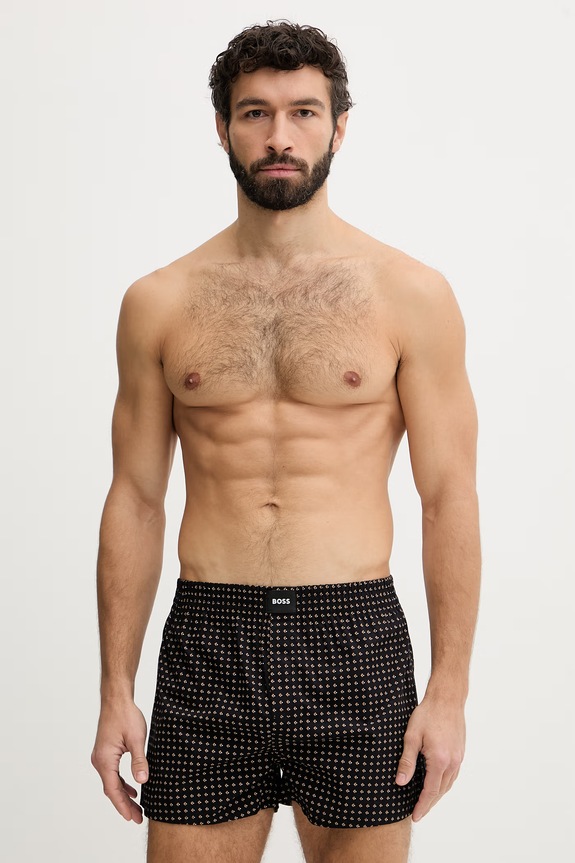 BOSS voľné boxerky pánske bavlnené 2P Boxer S. CW Peach 2-pak jednofarebný čierna 50515464