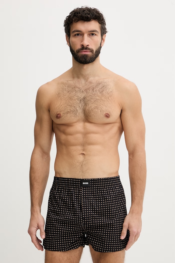 BOSS voľné boxerky pánske bavlnené 2P Boxer S. CW Peach 2-pak jednofarebný čierna 50515464