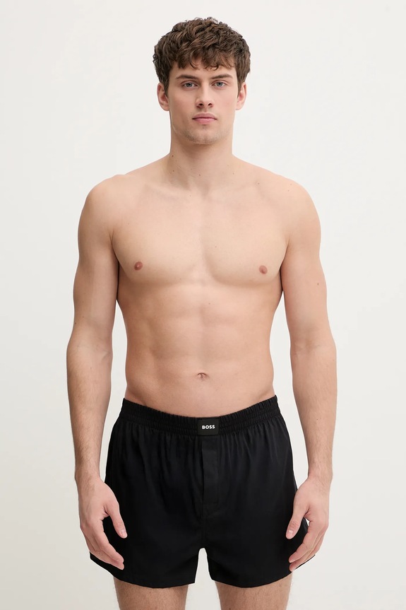 BOSS φαρδιά μποξεράκια Ανδρικά βαμβακερά 2P Boxer S. CW Peach 2-pack εμπριμέ μαύρο 50515464