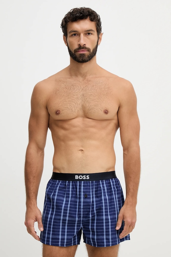 BOSS boxeri bărbați bumbac 2P Boxer Shorts EW pachet de 2 uni bleumarin 50535781