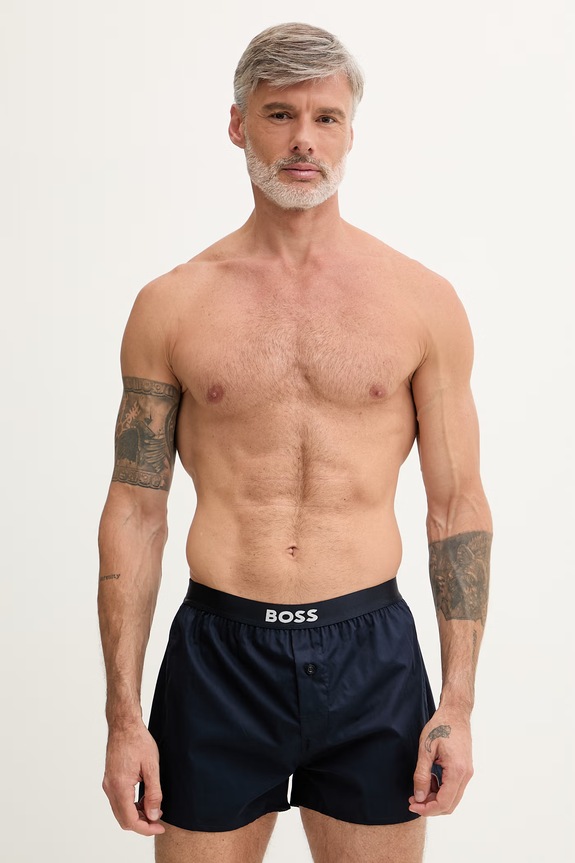BOSS boxeri bărbătești din bumbac 2P Boxer Shorts EW pachet de 2 bleumarin 50535781