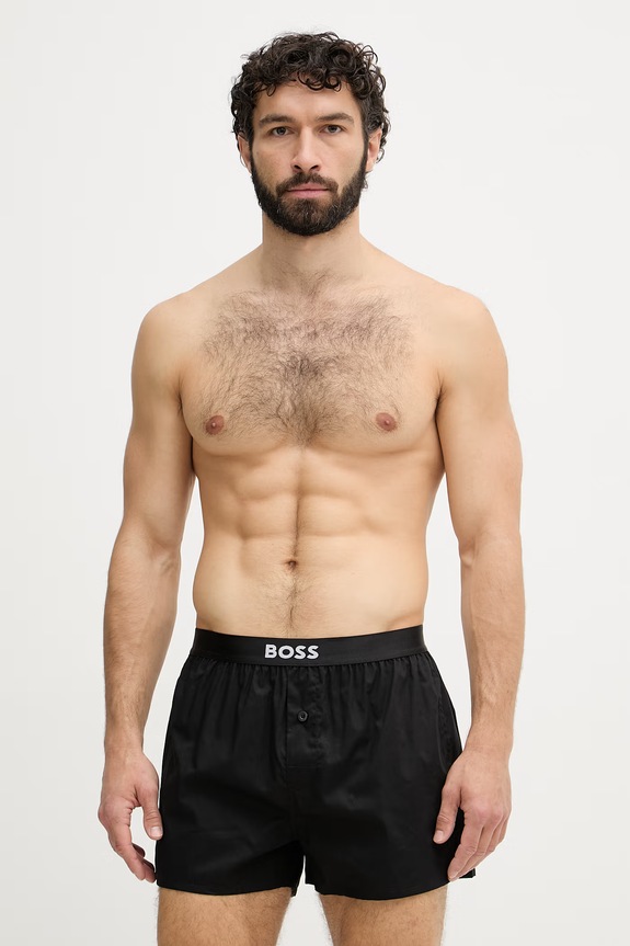 BOSS boxeri bărbați din bumbac 2P Boxer Shorts EW pachet de 2 gri 50535781
