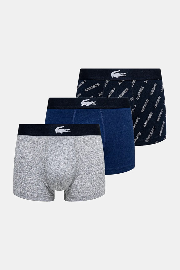 Lacoste boxerky pánske bavlnené s elastanom 3-pak jednofarebný tmavomodrá 5H1288