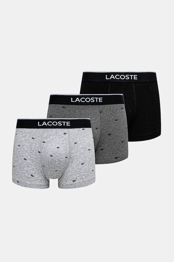 Μποξεράκια Lacoste 3-pack εμπριμέ γκρί 5H1299