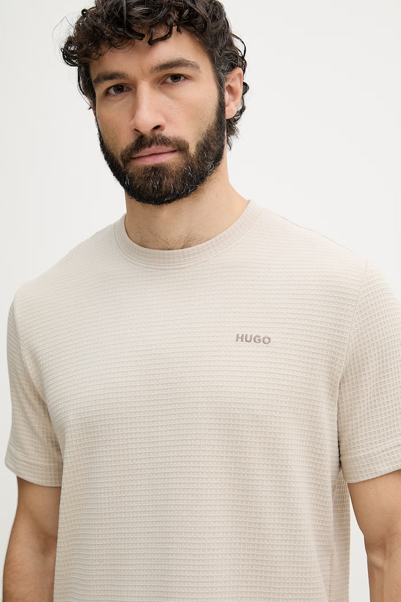 HUGO lounge tričko pánske s bavlnou Austin T-Shirt béžová 50532011