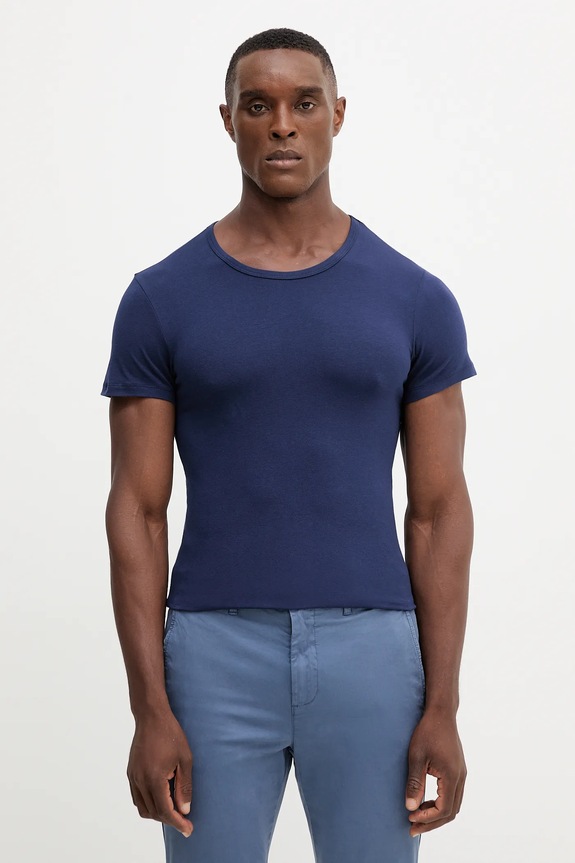 United Colors of Benetton t-shirt lounge męski bawełniany z elastanem z elastanem granatowy 3OP82M111