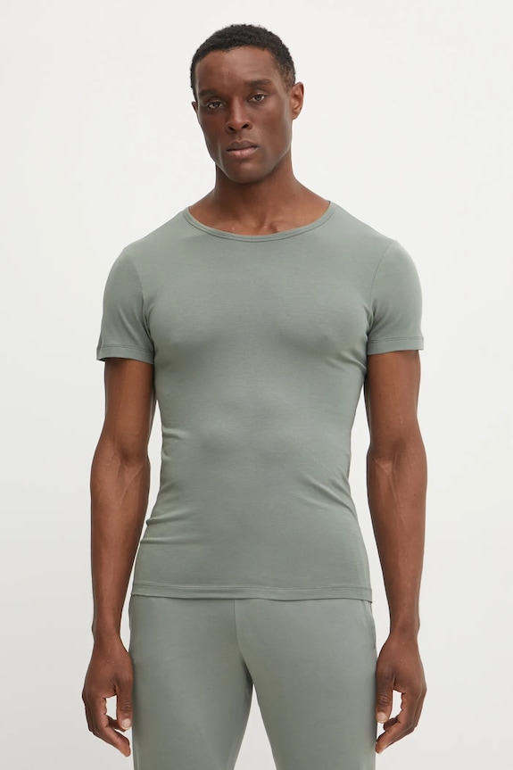 United Colors of Benetton lounge tričko pánske bavlnené s elastanom slim zelená 3OP82M111