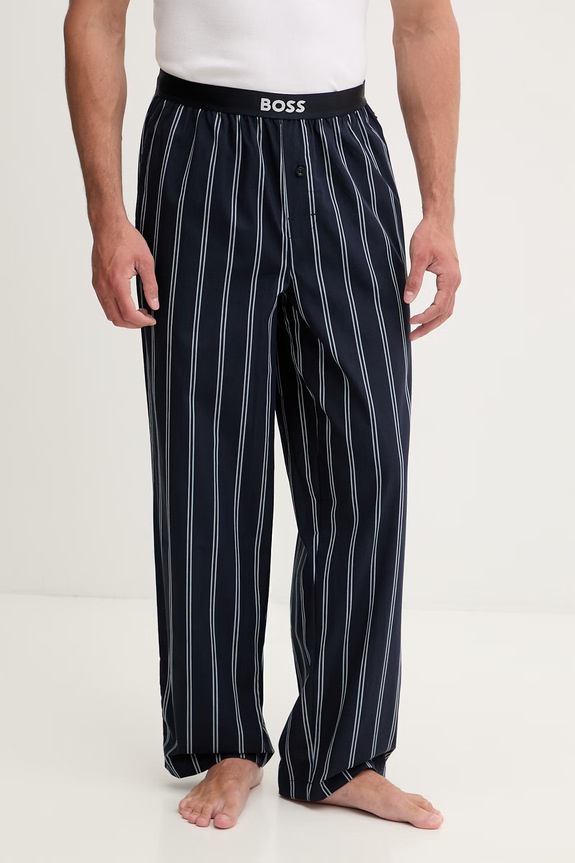 BOSS spodnji del pižame moški bombažen mornarsko modra 50540594