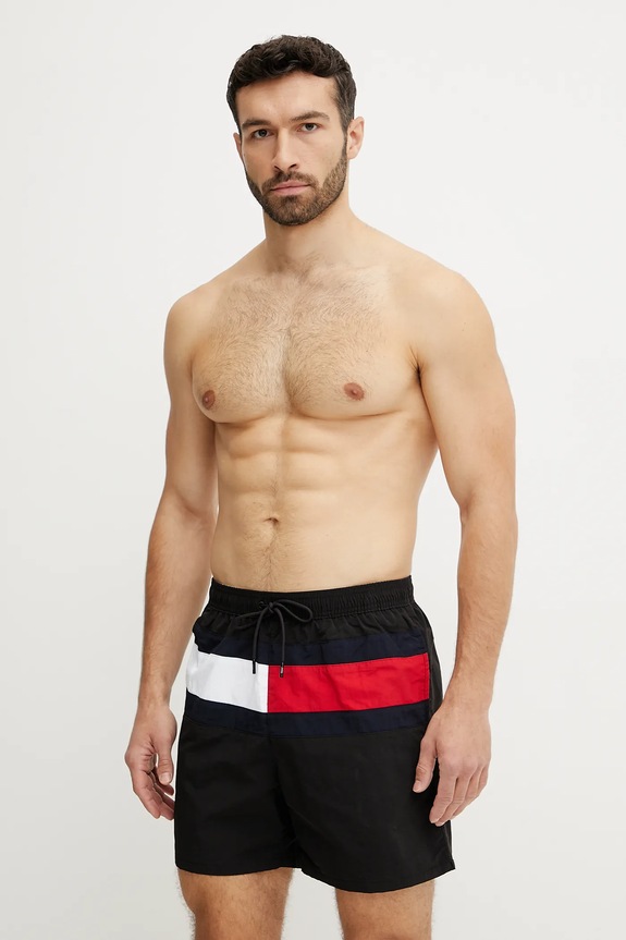 Plavkové šortky Tommy Hilfiger Planet friendly čierna UM0UM03474