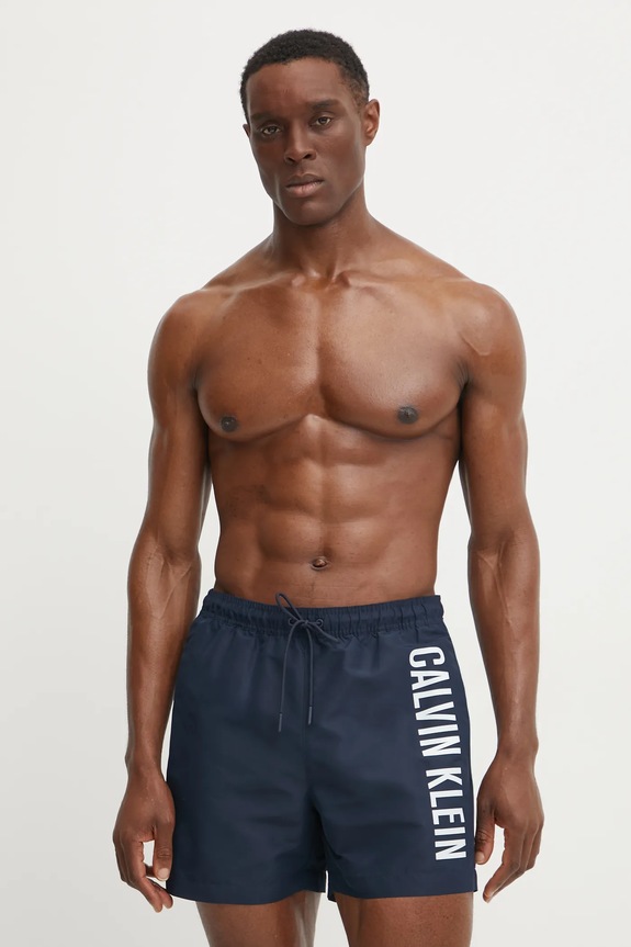 Plavkové šortky Calvin Klein Planet friendly námořnická modř KM0KM01092