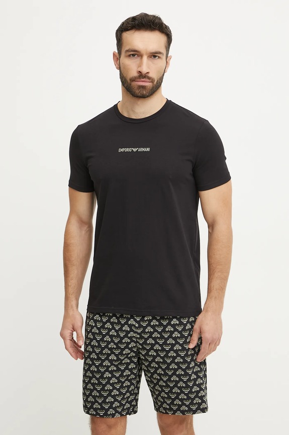 Emporio Armani Underwear pizsama mintás fekete EM000400.AF10793