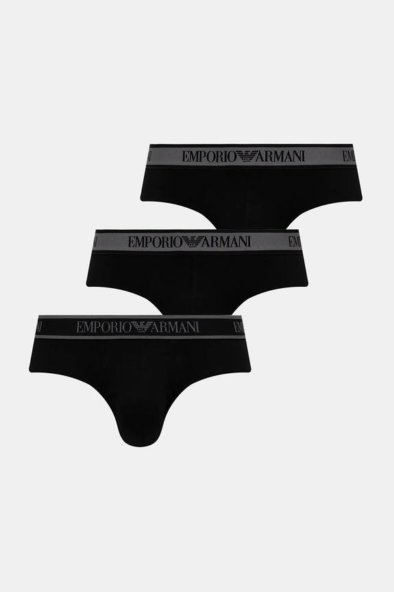 Σλιπ Emporio Armani Underwear 3-pack πλεκτό ύφασμα μαύρο EM000258.AF10779