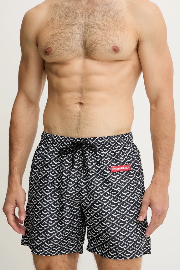Sprayground pantaloncini da bagno SP753BLK nero SS25