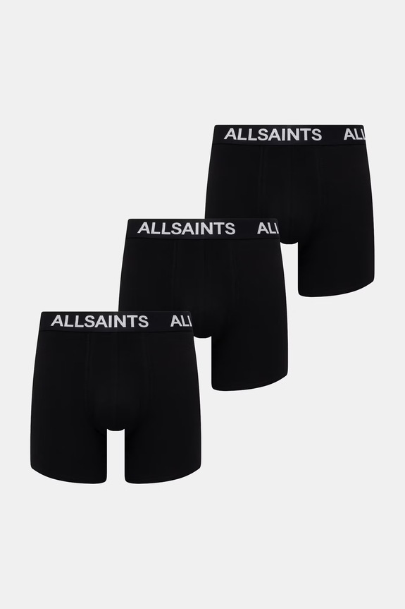 AllSaints bokserki męskie z bawełną 3-pack dzianina czarny M286XB.449752