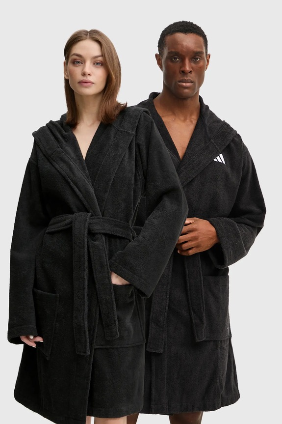 Kućni ogrtač adidas Performance pamuk crna JH3399