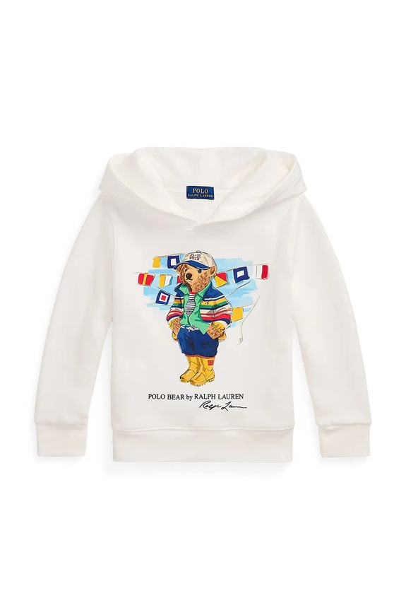 Dětská mikina Polo Ralph Lauren s kapucí bílá 322974848001