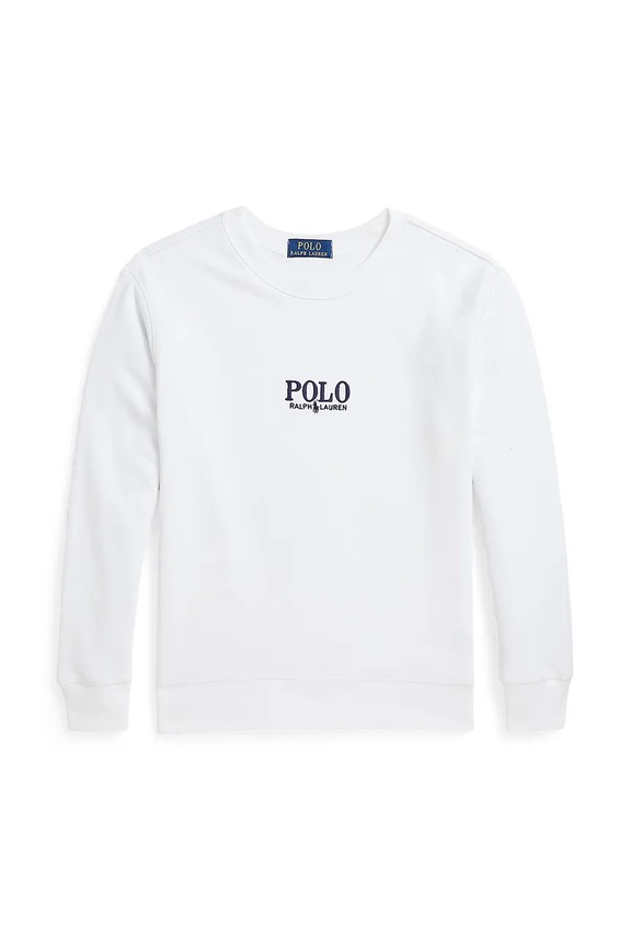 Dětská bavlněná mikina Polo Ralph Lauren bez kapuce bílá 323958154001