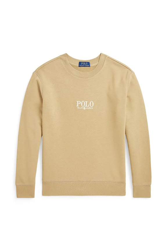 Dětská bavlněná mikina Polo Ralph Lauren bez kapuce béžová 323958154002