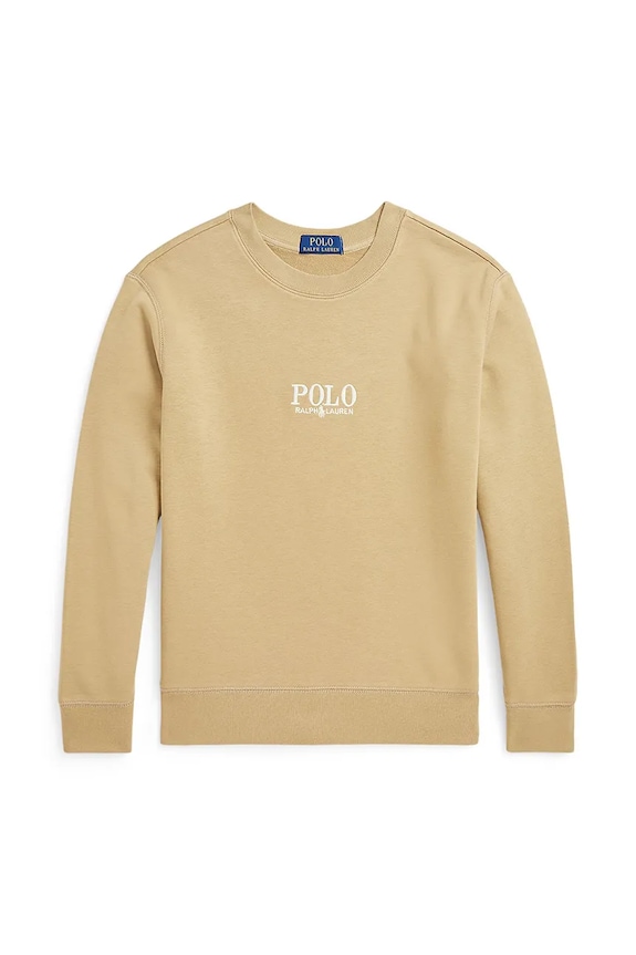Dětská bavlněná mikina Polo Ralph Lauren bez kapuce béžová 323958154002