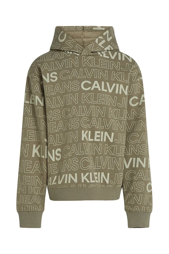 Detská bavlnená mikina Calvin Klein Jeans 0 IB0IB02381.128.176.PPYA zelená SS25