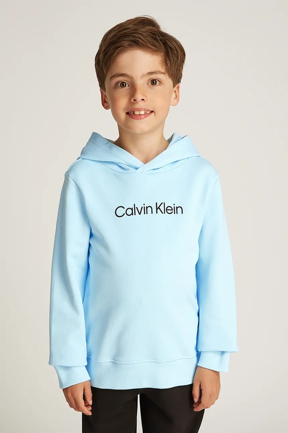 Dječja pamučna dukserica Calvin Klein Jeans 0 print plava IU0IU00679.128.176.PPYA