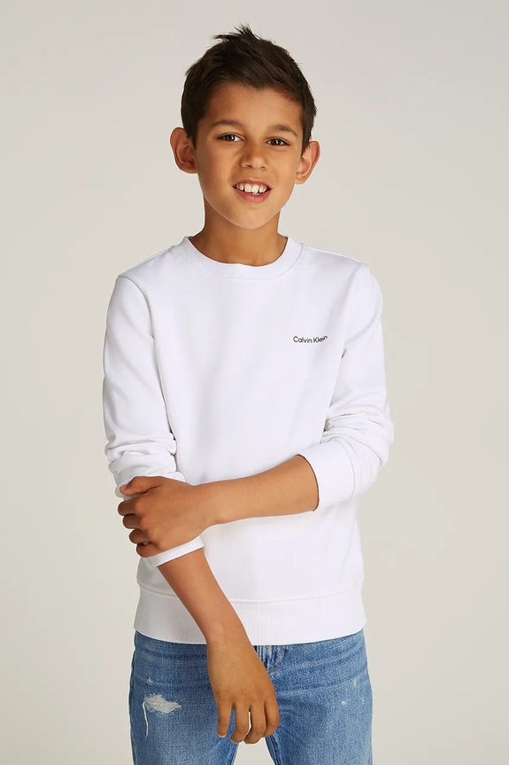 Dječja pamučna dukserica Calvin Klein Jeans pamuk bijela IU0IU00686.PPYA