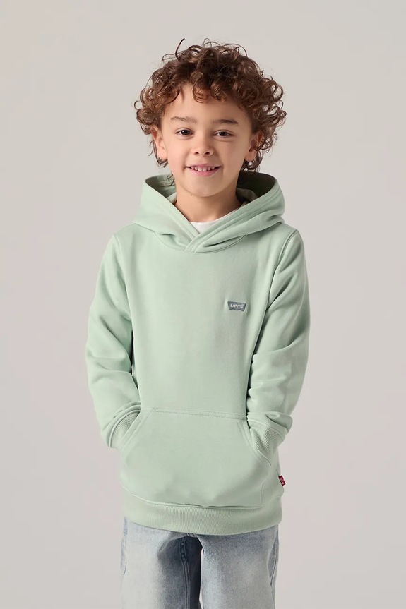 Levi's felpa per bambini MINI BATWING PULL OVER HOO con verde 8EK422