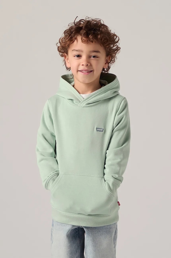 Levi's felpa per bambini MINI BATWING PULL OVER HOO con verde 8EK422