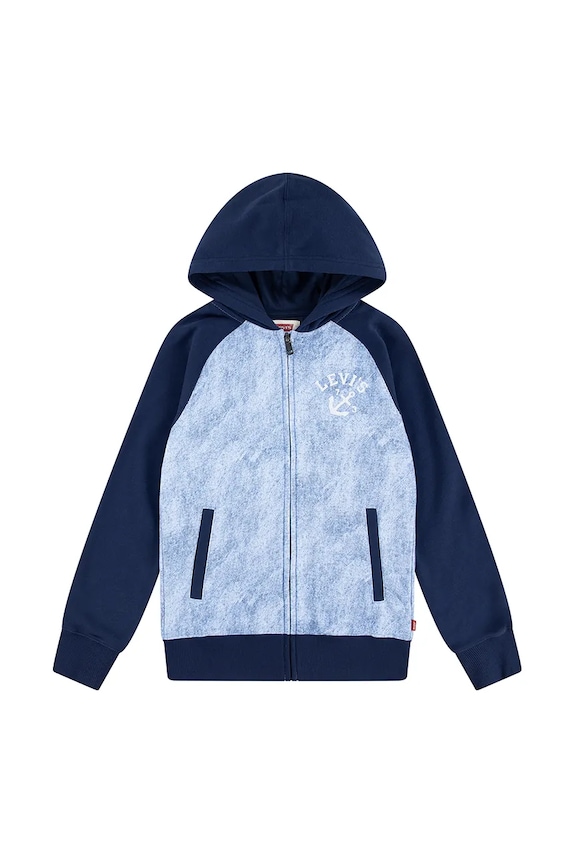 Levi's bluza dziecięca TROMPE LOEIL DENIM HOODIE z kapturem granatowy 8EM394