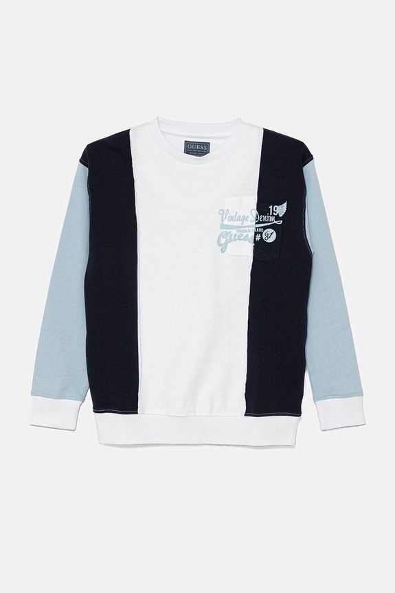 Guess bluza bawełniana dziecięca nadruk niebieski L5GQ02.KA6R4.PPYA