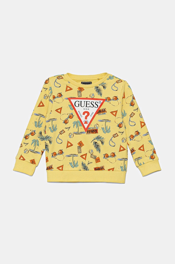 Guess hanorac de bumbac pentru copii print galben N5GQ00.KA6R4.PPYA