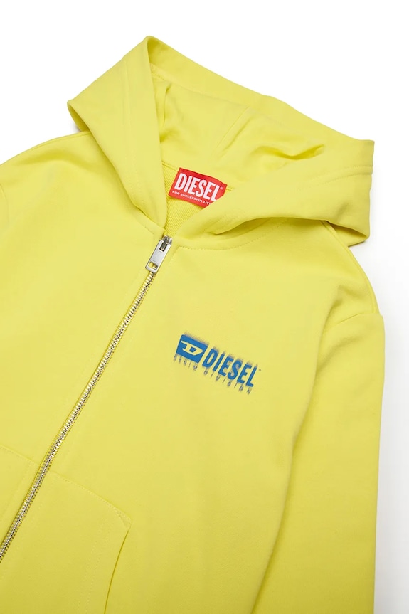 Fiú Diesel gyerek melegítőfelső pamutból SVOUGZIP OVER SWEAT-SHIRT J02039 sárga
