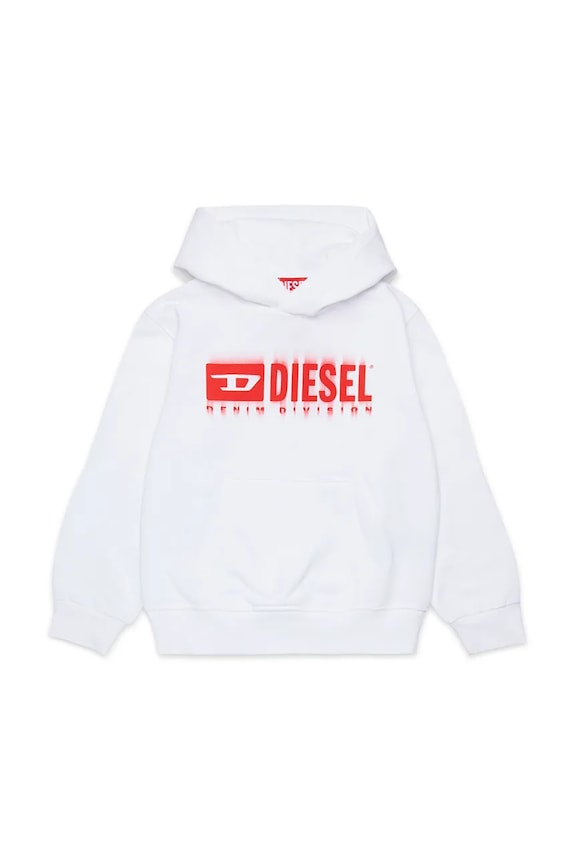Diesel hanorac de bumbac pentru copii SGINNHOODL5 OVER SWEAT-SHIRT print alb J02042