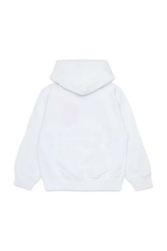 Diesel hanorac de bumbac pentru copii SGINNHOODL5 OVER SWEAT-SHIRT J02042 alb SS25