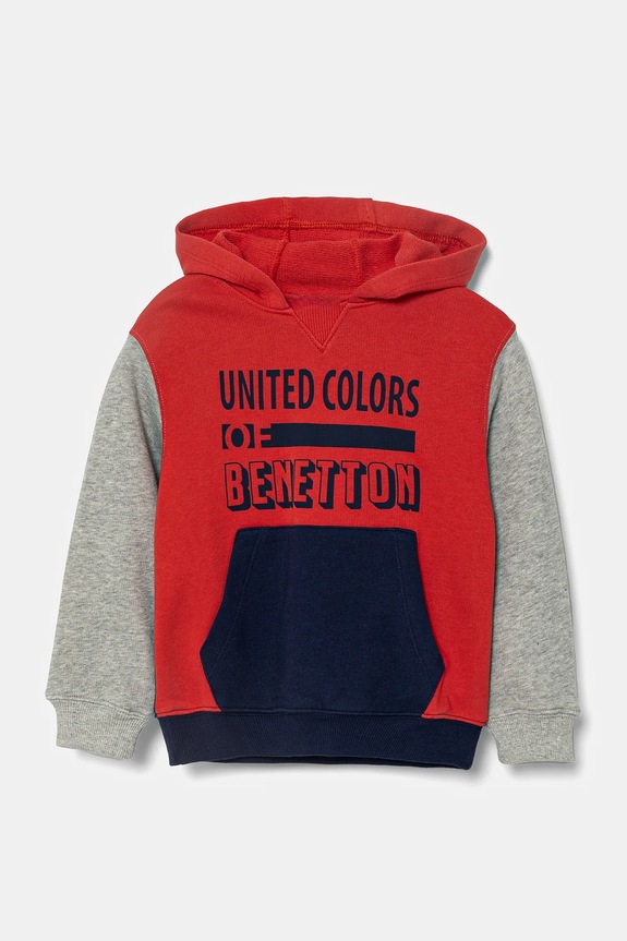 United Colors of Benetton hanorac de bumbac pentru copii print rosu 3J68G2011.P.Seasonal