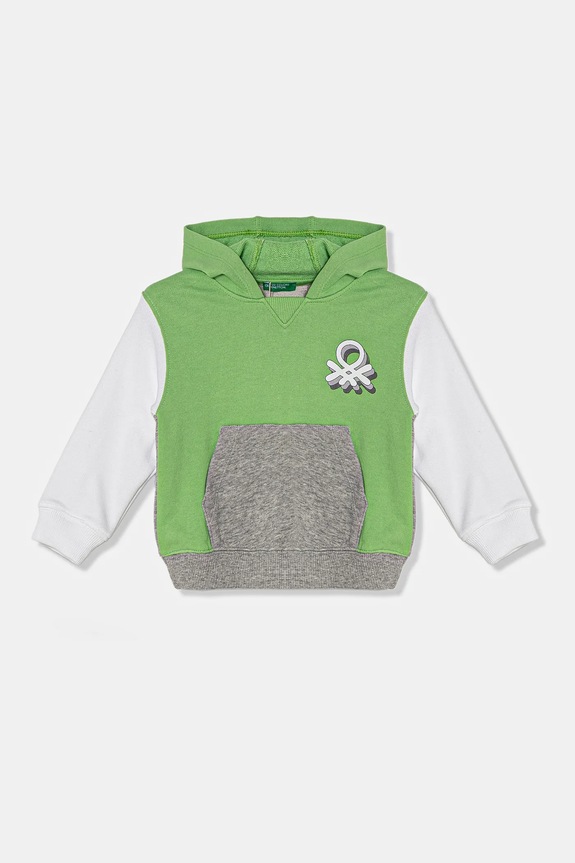 Detská bavlnená mikina United Colors of Benetton bavlna zelená 3J68G2011.P.Seasonal