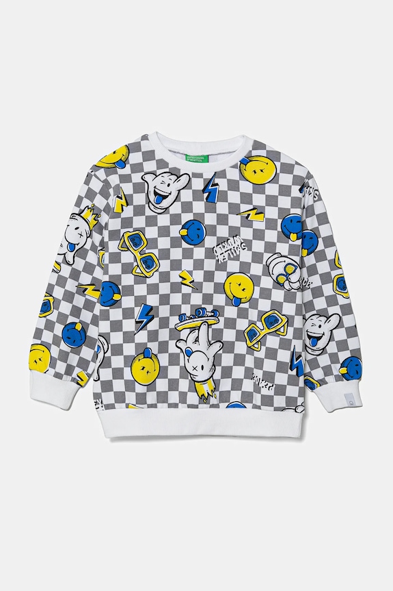 Dětská bavlněná mikina United Colors of Benetton bez kapuce šedá 34GTG10IG.P.Seasonal