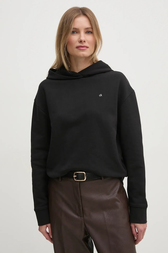 Bavlněná mikina Calvin Klein s kapucí černá K20K208126