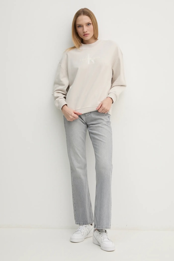 Bavlněná mikina Calvin Klein Jeans J20J224724 béžová SS25