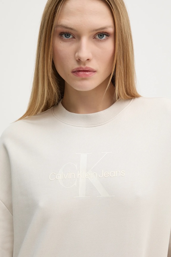 Bavlněná mikina Calvin Klein Jeans béžová J20J224724
