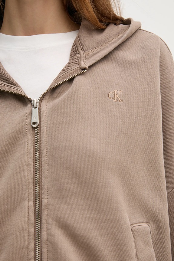 Bavlněná mikina Calvin Klein Jeans J20J224733 hnědá