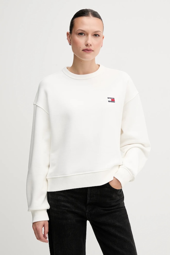Bavlnená mikina Tommy Jeans bavlna biela DW0DW19408