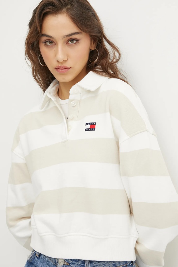 Tommy Jeans pamut melegítőfelső bézs DW0DW19409
