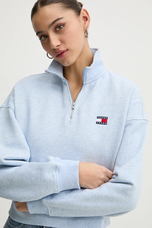 Bavlnená mikina Tommy Jeans modrá DW0DW19410
