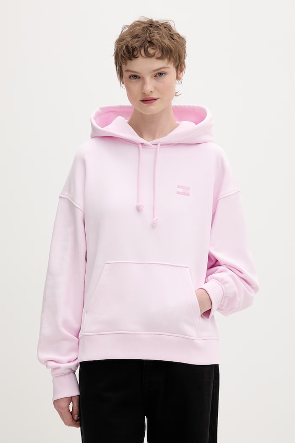 Tommy Jeans mikina s kapucňou dámska bavlnená ružová DW0DW19414