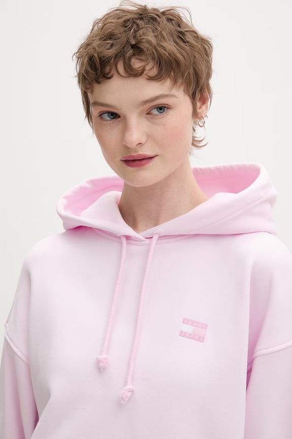 Tommy Jeans mikina s kapucňou dámska bavlnená ružová DW0DW19414