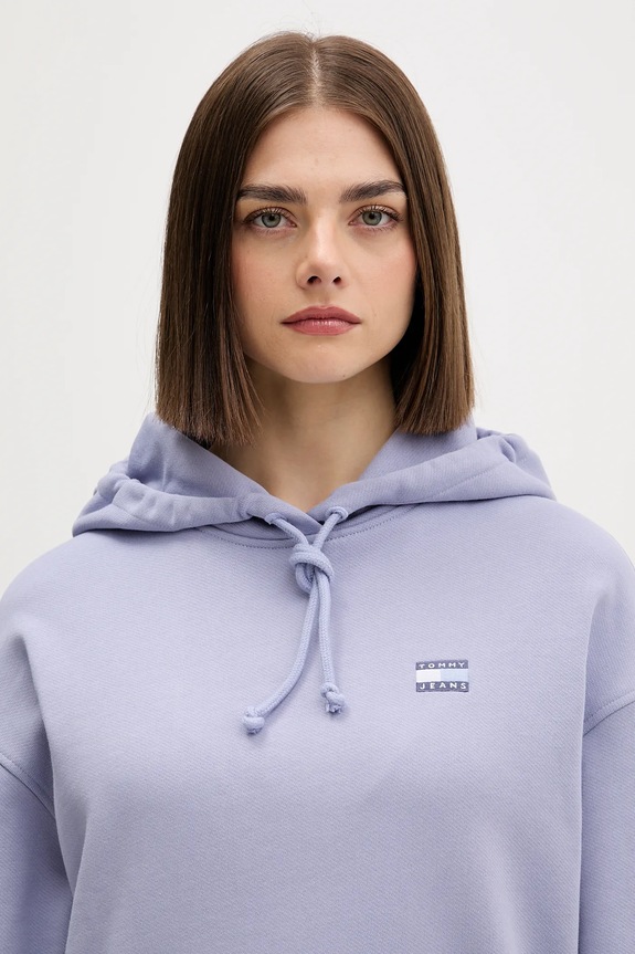 Tommy Jeans bluza z kapturem damska bawełniana fioletowy DW0DW19414