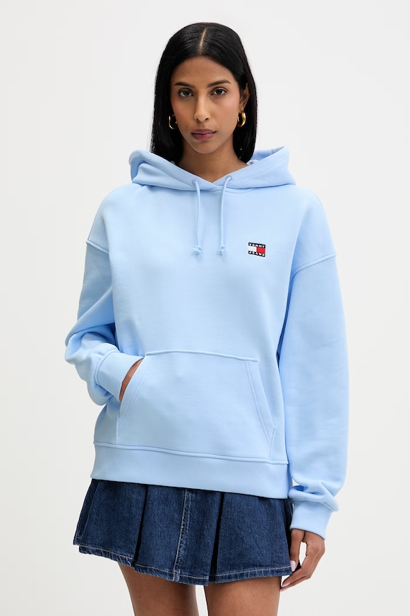 Tommy Jeans felpa con cappuccio da donna in cotone blu DW0DW19414