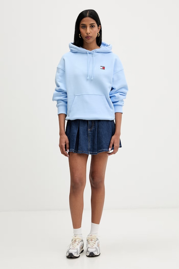 Tommy Jeans felpa con cappuccio da donna in cotone DW0DW19414 blu SS26