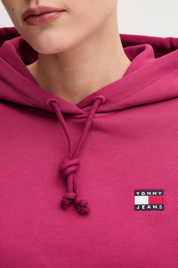 Tommy Jeans mikina s kapucí dámská bavlněná růžová DW0DW19414